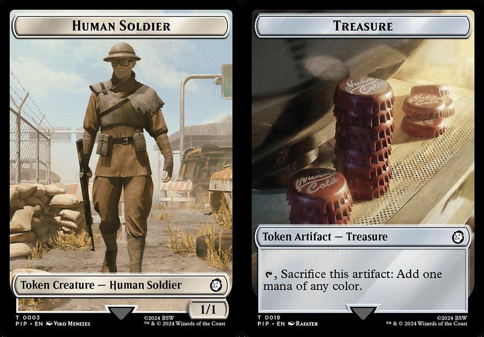Human Soldier (0003) // Treasure (0018) Double-Sided Token (TPIP) - Foil