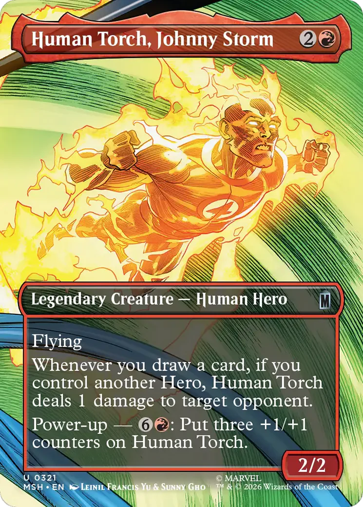 Human Torch, Johnny Storm (0321) (Borderless) (MSH) - Foil
