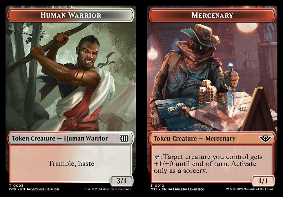 Human Warrior (0003) // Mercenary (0010) Double-Sided Token (TOTJ) - Foil