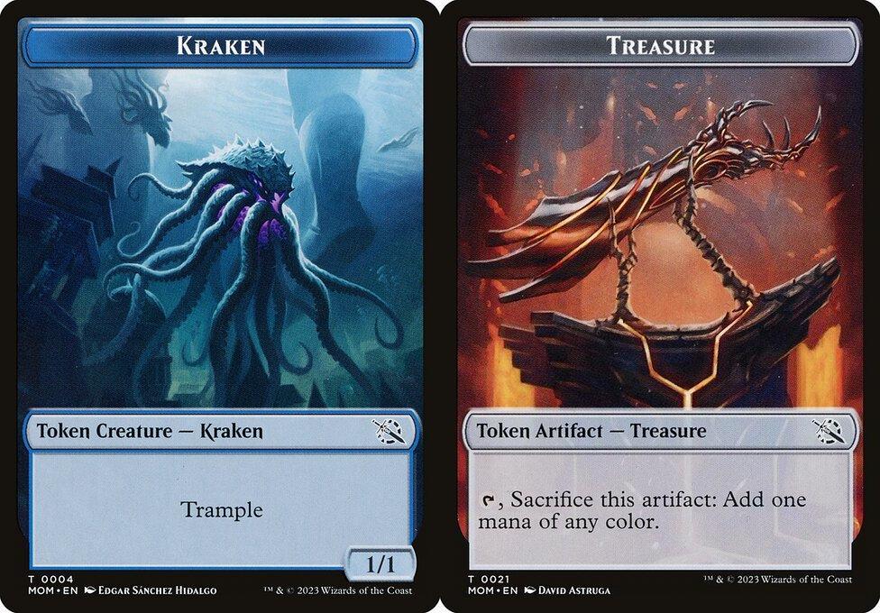 Kraken (0004) // Treasure (0021) Double-Sided Token (TMOM) - Foil