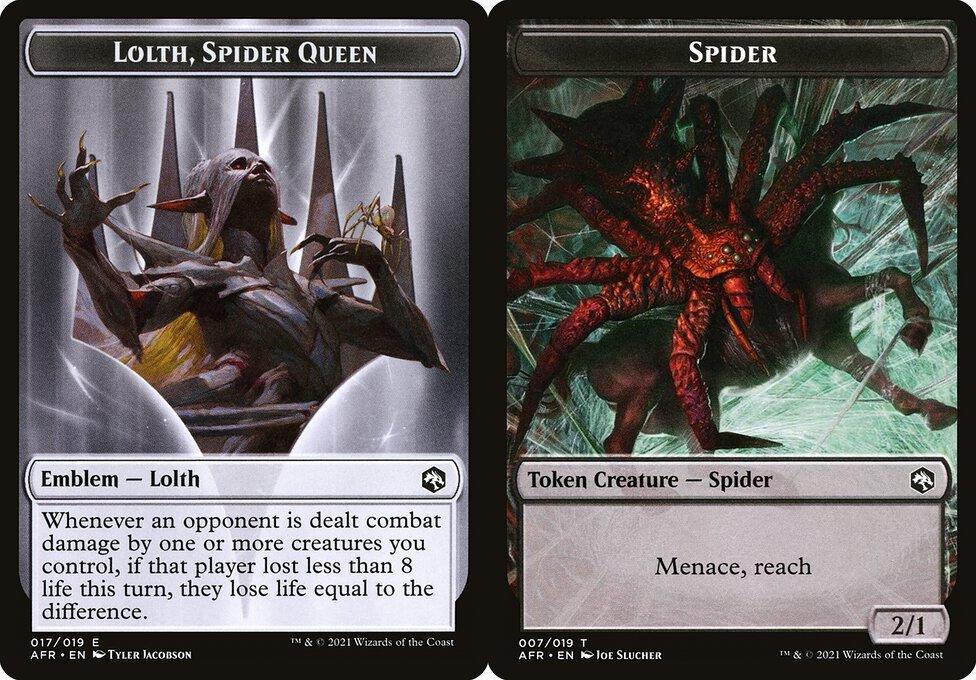Lolth, Spider Queen Emblem (017) // Spider (007) Double-Sided Token (TAFR) - Foil