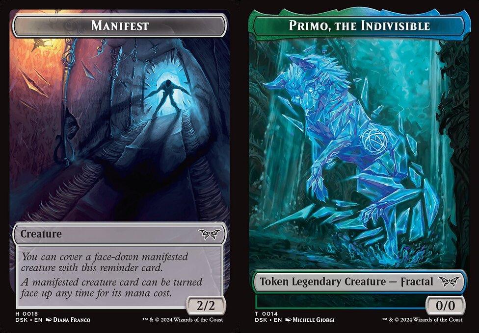 Manifest (0018) // Primo, the Indivisible (0014) Double-Sided Token (TDSK) - Foil