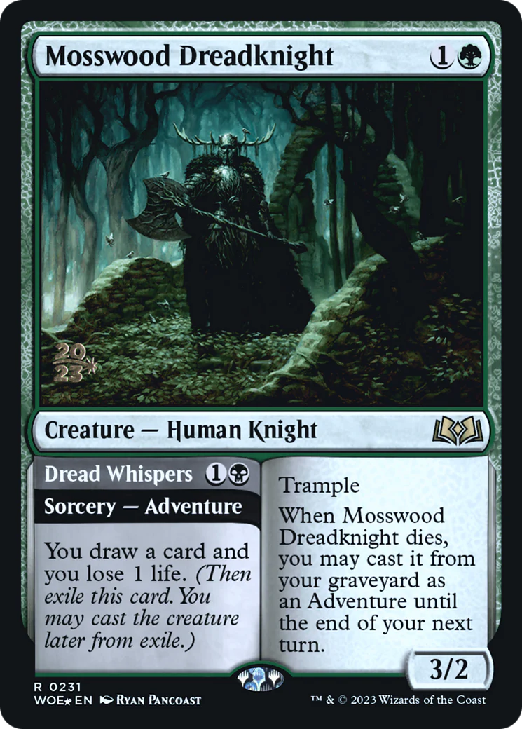 Mosswood Dreadknight // Dread Whispers (0231) (Prerelease) (PWOE) - Foil