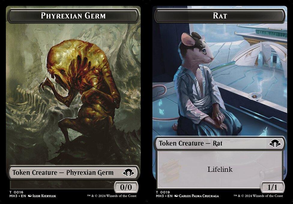 Phyrexian Germ (0016) // Rat (0019) Double-Sided Token (TMH3) - Foil