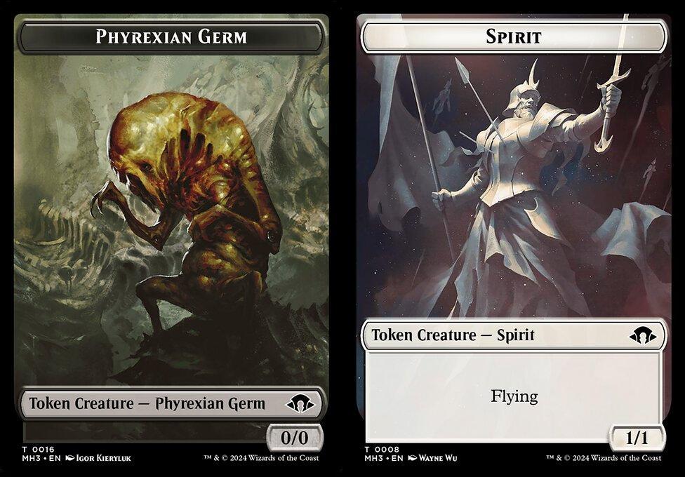Phyrexian Germ (0016) // Spirit (0008) Double-Sided Token (TMH3) - Foil