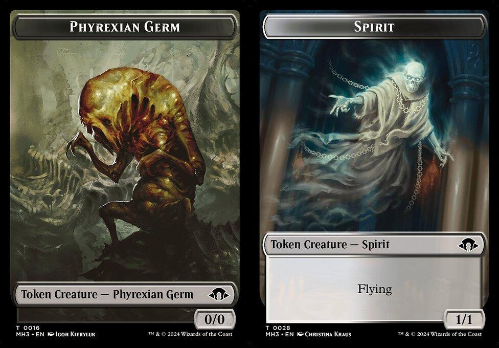 Phyrexian Germ (0016) // Spirit (0028) Double-Sided Token (TMH3) - Foil