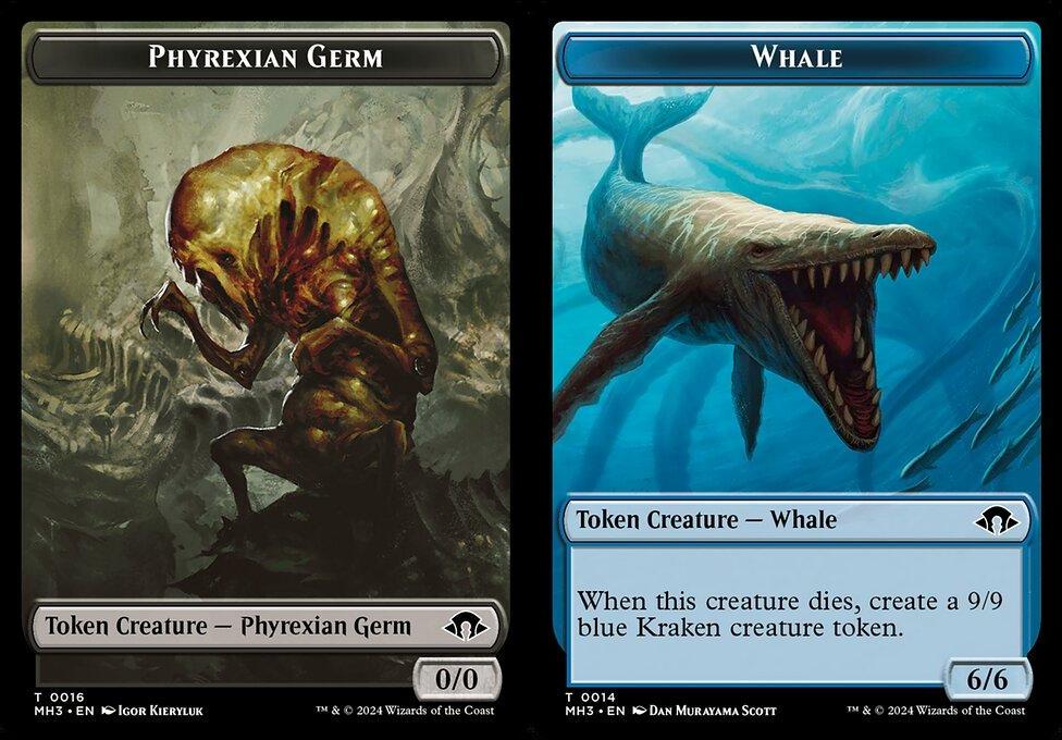 Phyrexian Germ (0016) // Whale (0014) Double-Sided Token (TMH3) - Foil