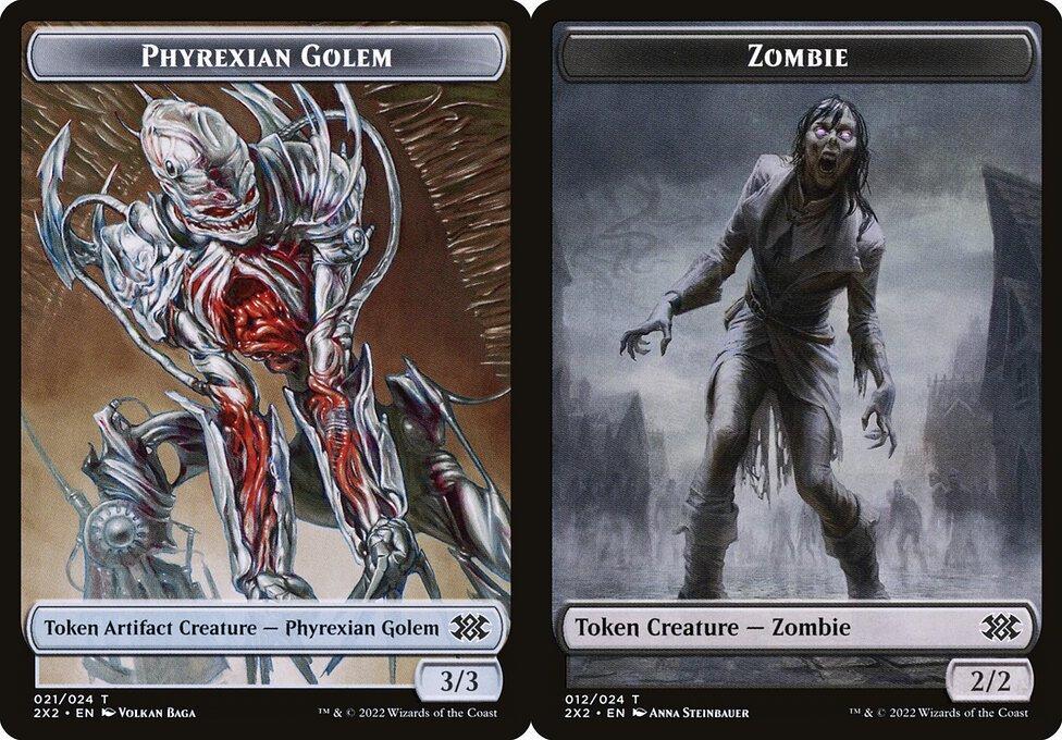 Phyrexian Golem (021) // Zombie (012) Double-Sided Token (T2X2) - Foil