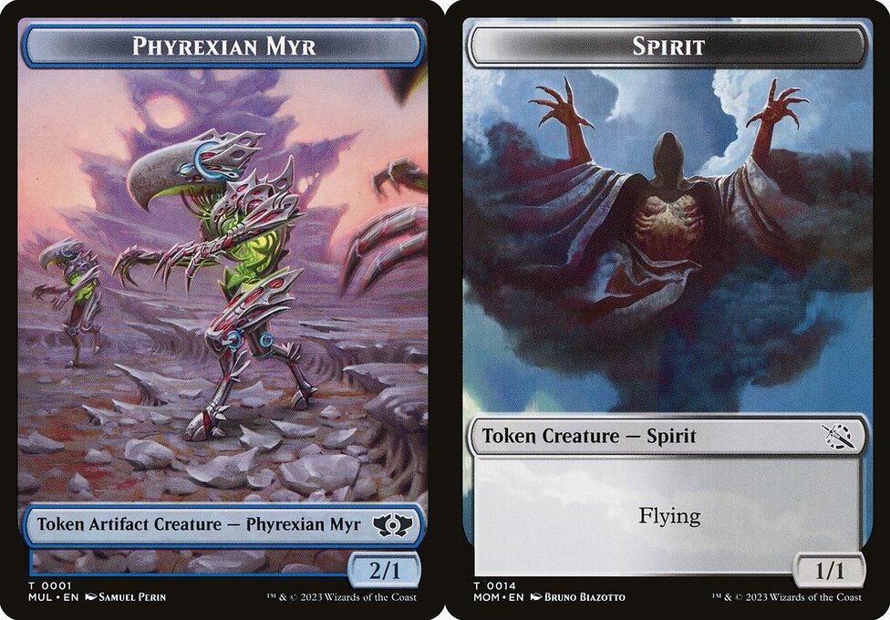Phyrexian Myr (0001) // Spirit (0014) Double-Sided Token (TMOM) - Foil