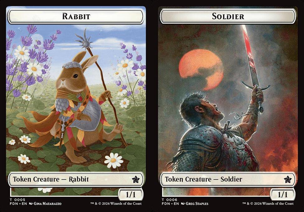 Rabbit (0005) // Soldier (0006) Double-Sided Token (TFDN) - Foil