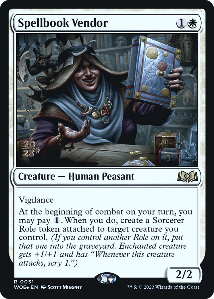 Spellbook Vendor (0031) (Prerelease) (PWOE) - Foil