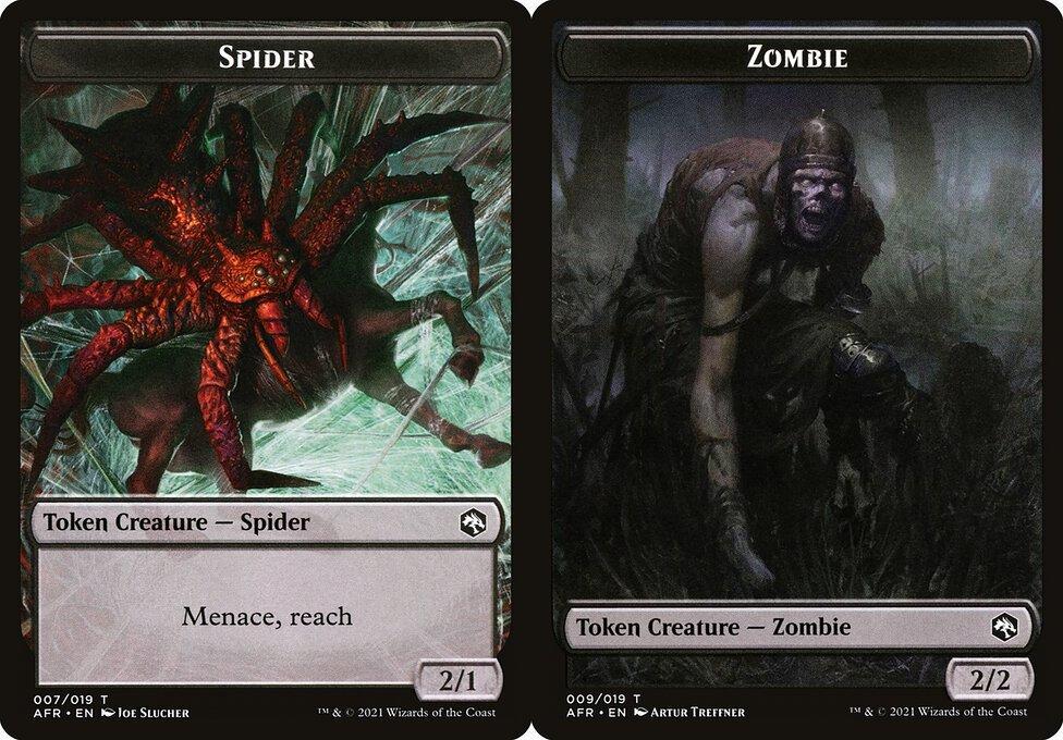 Spider (007) // Zombie (008) Double-Sided Token (TAFR) - Foil