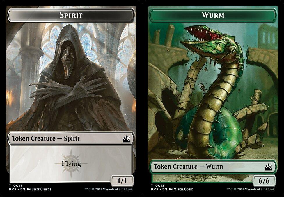 Spirit (0018) // Wurm (0013) Double-Sided Token (TRVR) - Foil