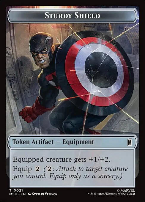 Sturdy Shield (0021) // The Tiger God (0015) Double-Sided Token (TMSH) - Foil