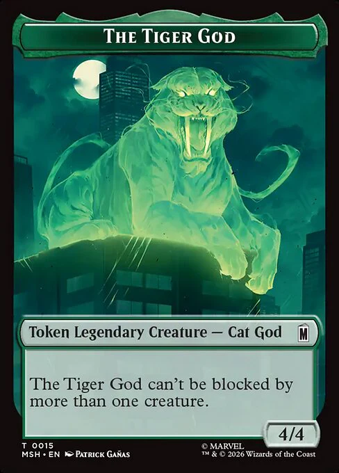 Sturdy Shield (0021) // The Tiger God (0015) Double-Sided Token (TMSH) - Foil - Image 2
