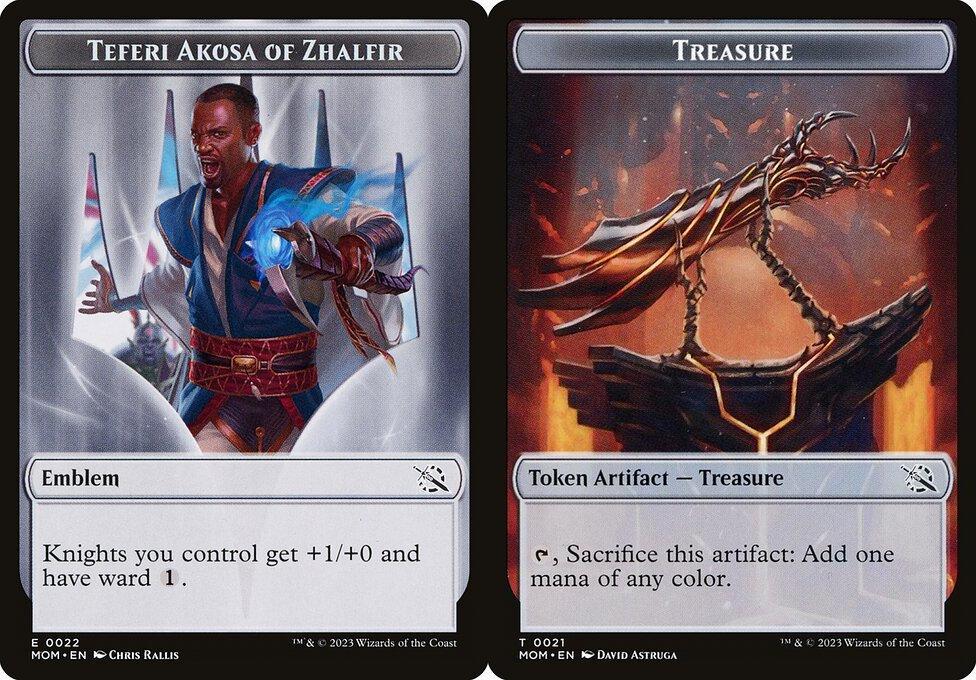 Teferi Akosa of Zhalfir Emblem (0022) // Treasure (0021) Double-Sided Token (TMOM) - Foil