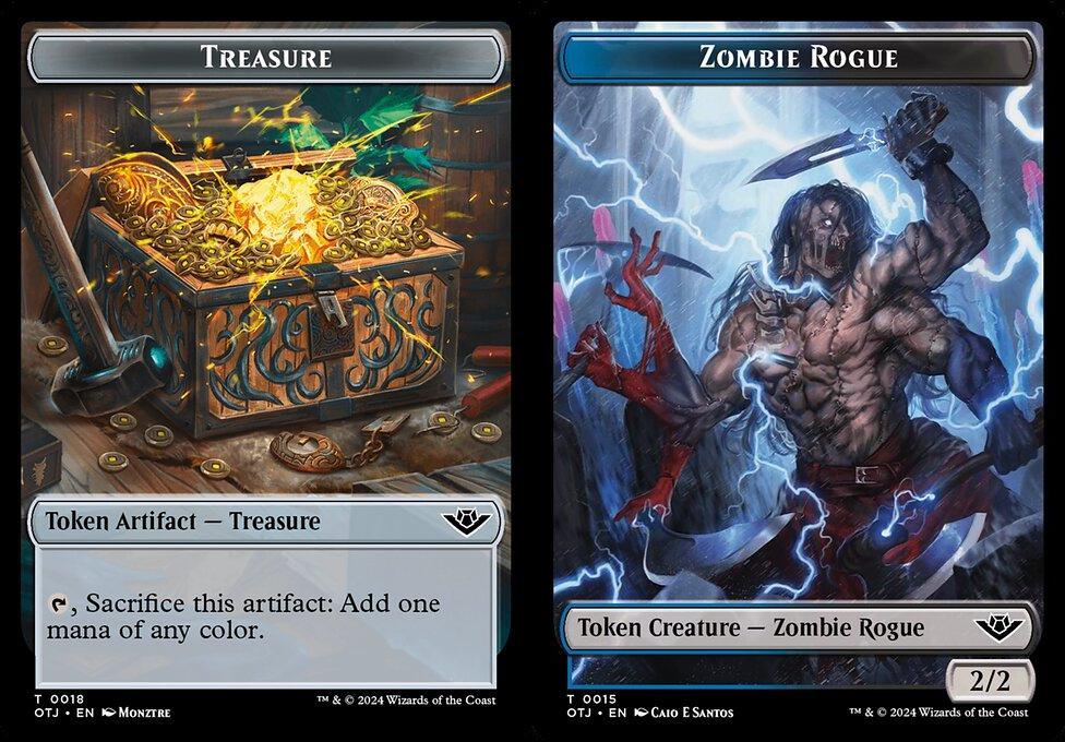 Treasure (0018) // Zombie Rogue (0015) Double-Sided Token (TOTJ) - Foil