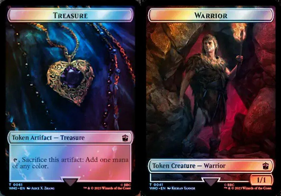 Treasure (0061) // Warrior (0041) Double-Sided Token (TWHO) - Surge Foil