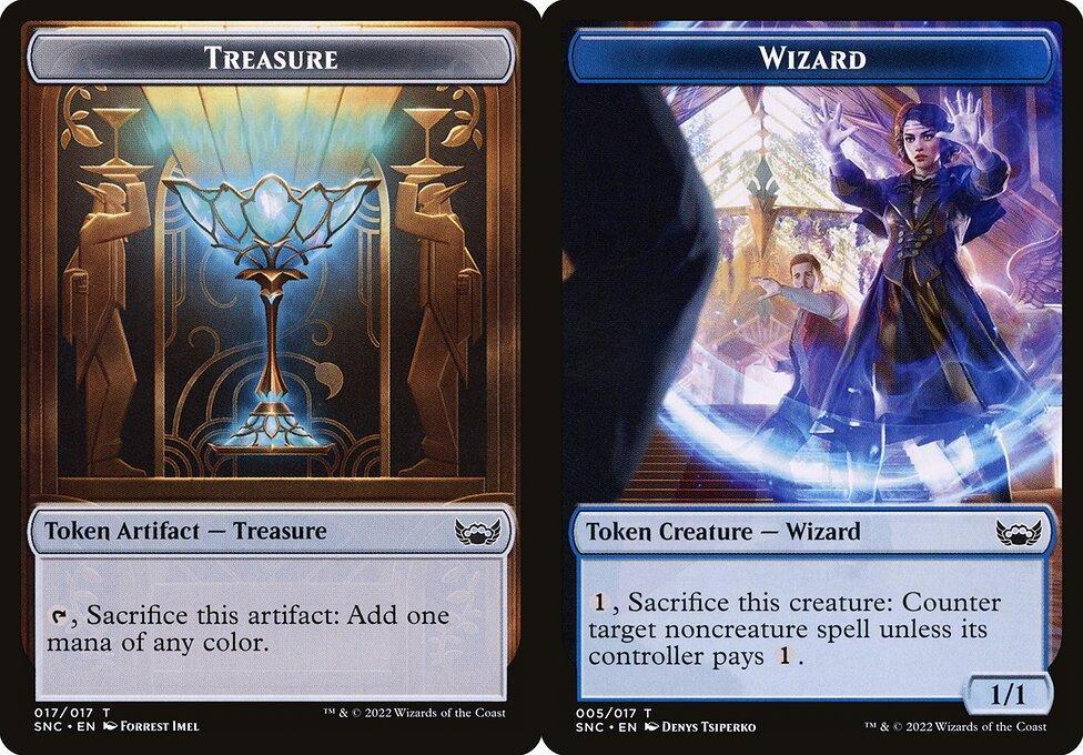 Treasure (017) // Wizard (005) Double-Sided Token (TSNC) - Foil