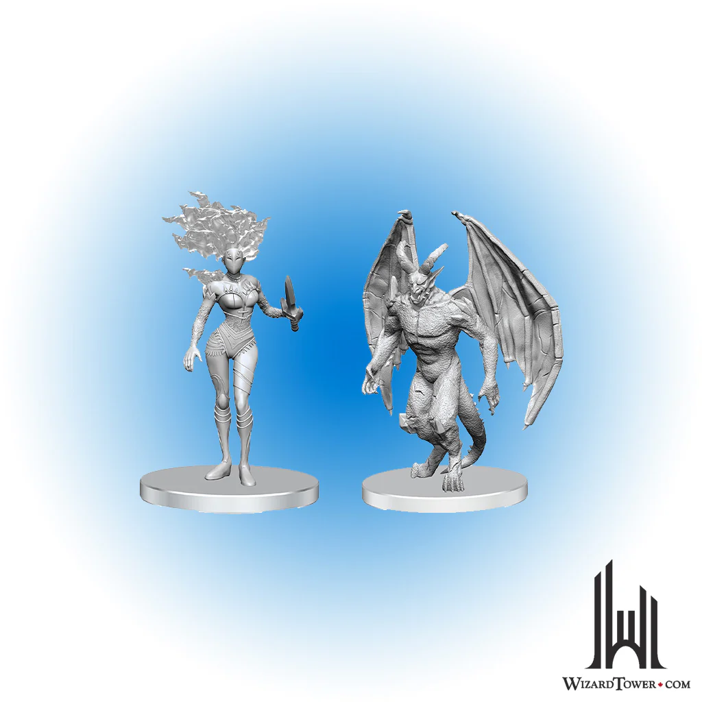 Unpainted Miniature - Pathfinder - Gargoyle and Shae