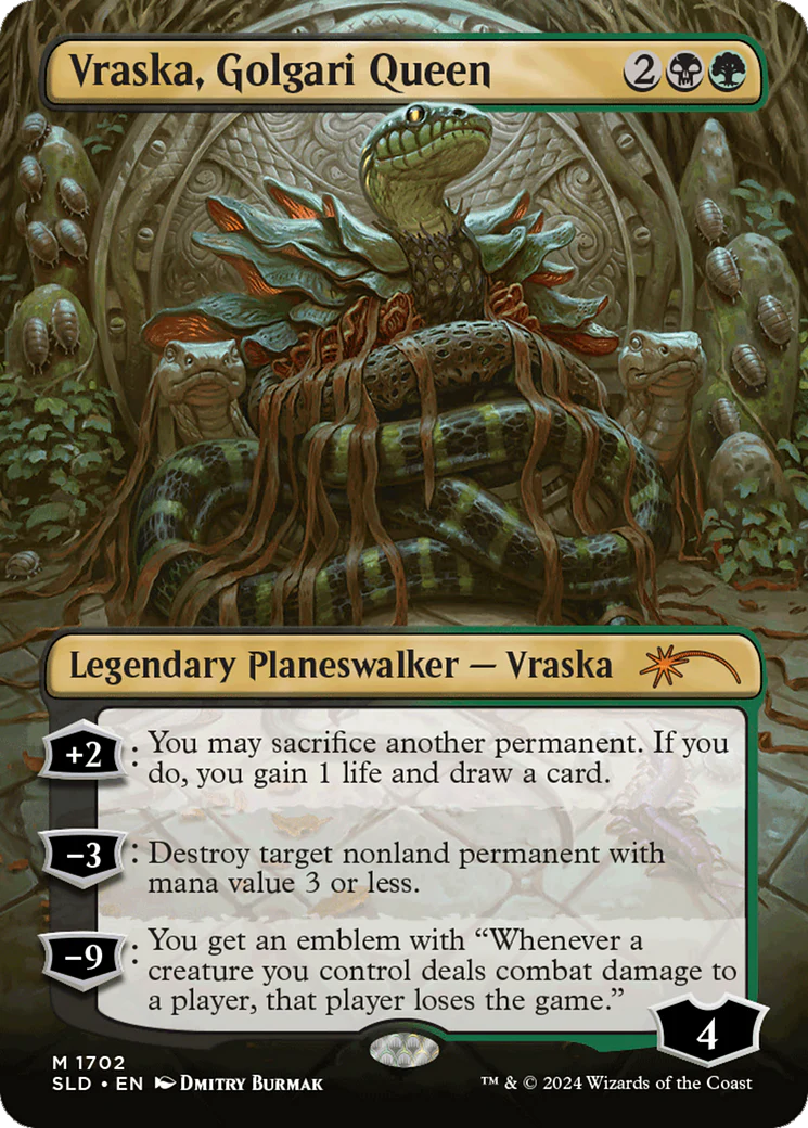 Vraska, Golgari Queen (1702) (Borderless) (SLD) - Rainbow Foil